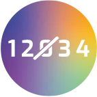 彩虹色的圆形渐变色，中间是一个镂空的交叉数字序列 "1 2 0 3 4"。