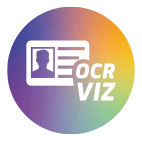 圆形彩虹渐变色，右侧有镂空的身份证标志和 "OCR VIZ "字样。