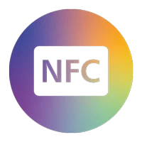 带有颜色渐变的圆形图标显示 NFC 字样。