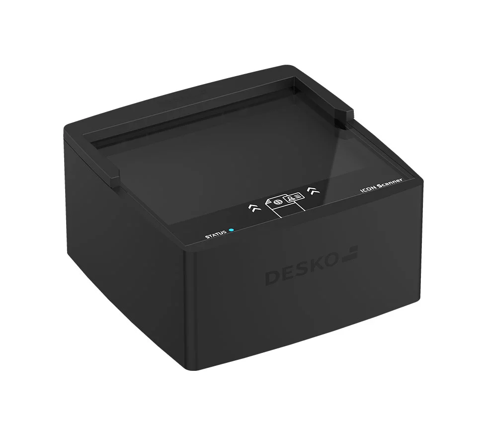 中性背景上的黑色护照扫描仪 - DESKO ICON 扫描仪