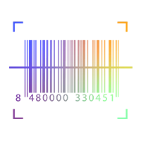 彩色条形码，数字序列为 "8 480000 330451"，深色背景上有四个彩色标记角。